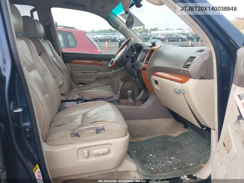 2004 Lexus Gx 470 VIN: JTJBT20X140038848 Lot: 45702168