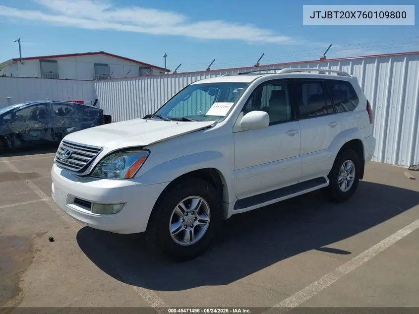2006 Lexus Gx 470 VIN: JTJBT20X760109800 Lot: 45471496