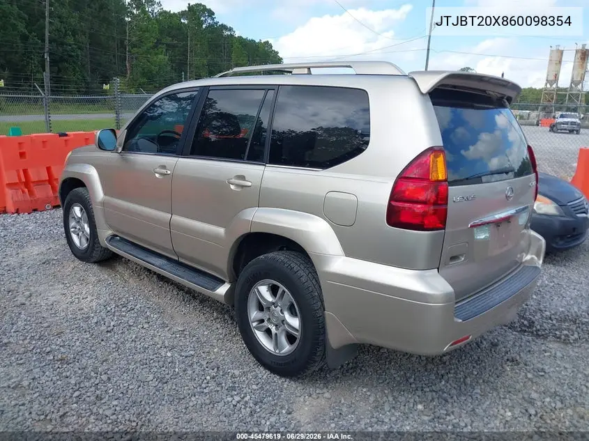 2006 Lexus Gx 470 VIN: JTJBT20X860098354 Lot: 45479619