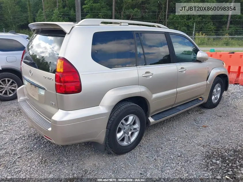 2006 Lexus Gx 470 VIN: JTJBT20X860098354 Lot: 45479619