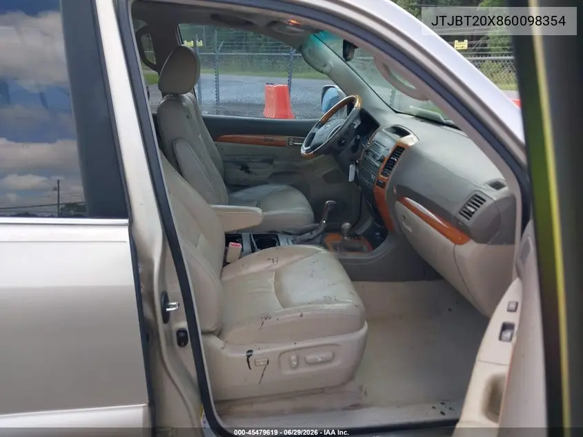 2006 Lexus Gx 470 VIN: JTJBT20X860098354 Lot: 45479619