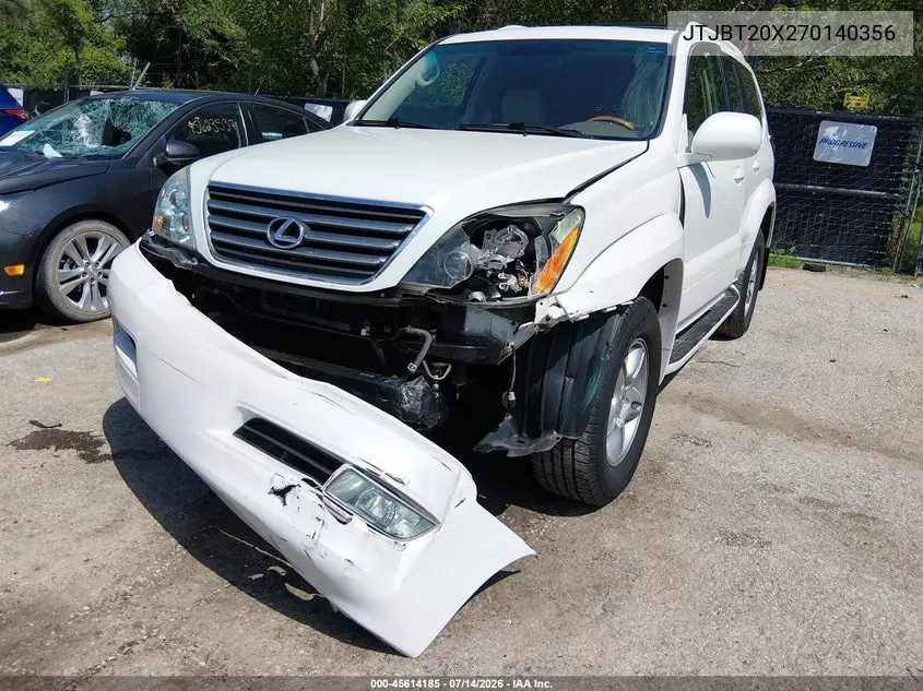 2007 Lexus Gx 470 VIN: JTJBT20X270140356 Lot: 45614185