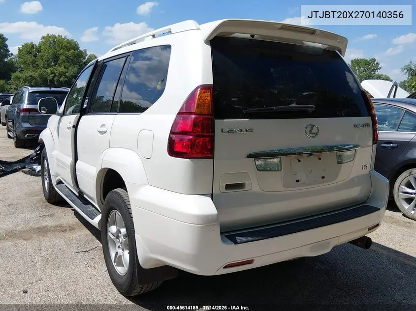 2007 Lexus Gx 470 VIN: JTJBT20X270140356 Lot: 45614185