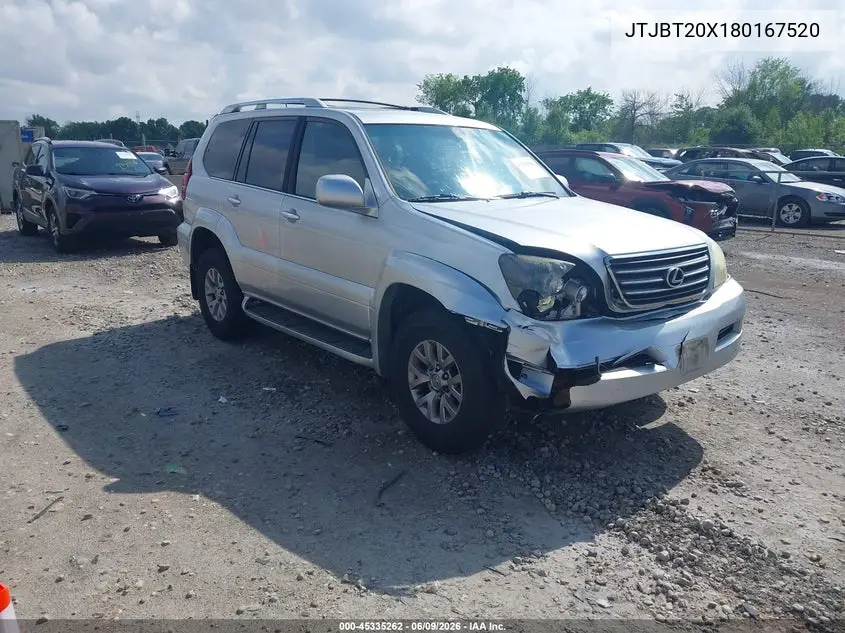 2008 Lexus Gx 470 VIN: JTJBT20X180167520 Lot: 45335262