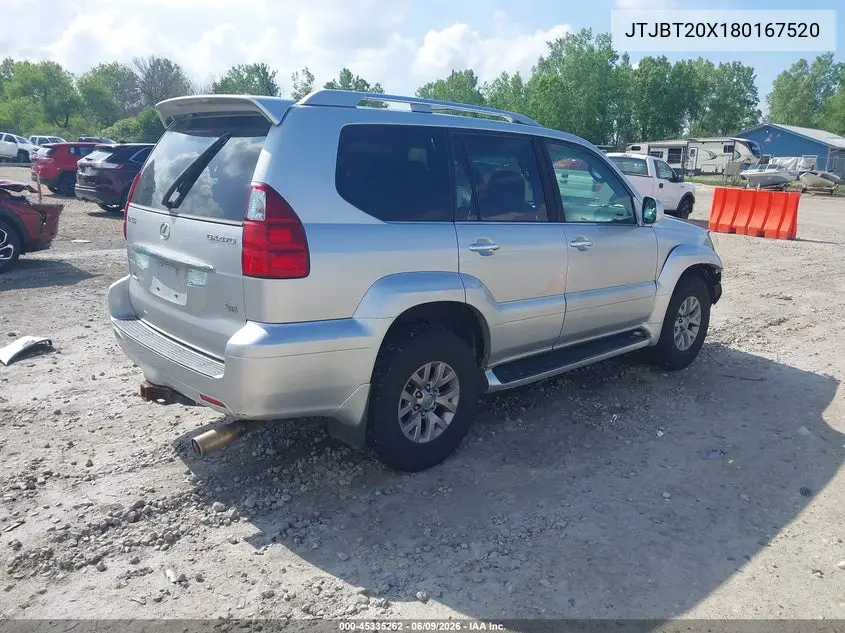 2008 Lexus Gx 470 VIN: JTJBT20X180167520 Lot: 45335262