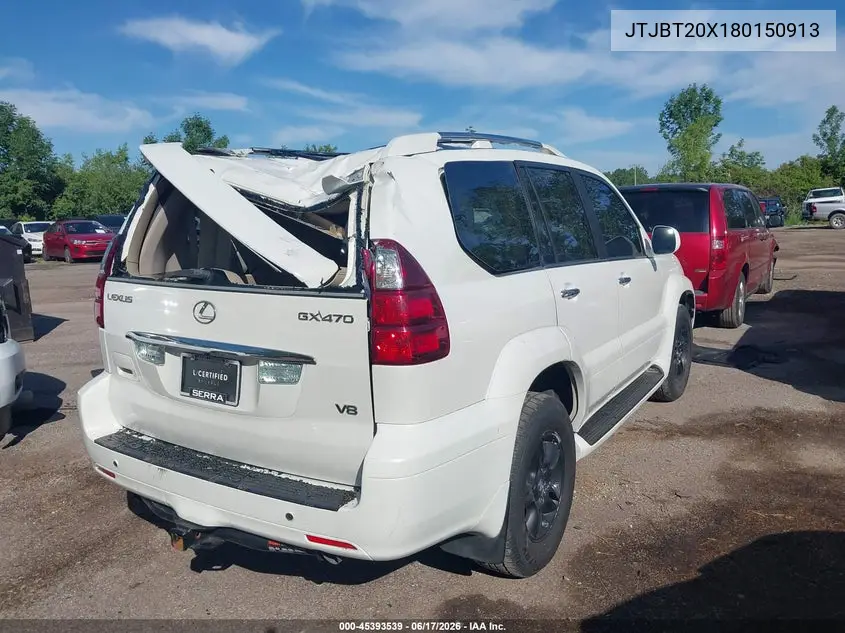 2008 Lexus Gx 470 VIN: JTJBT20X180150913 Lot: 45393539