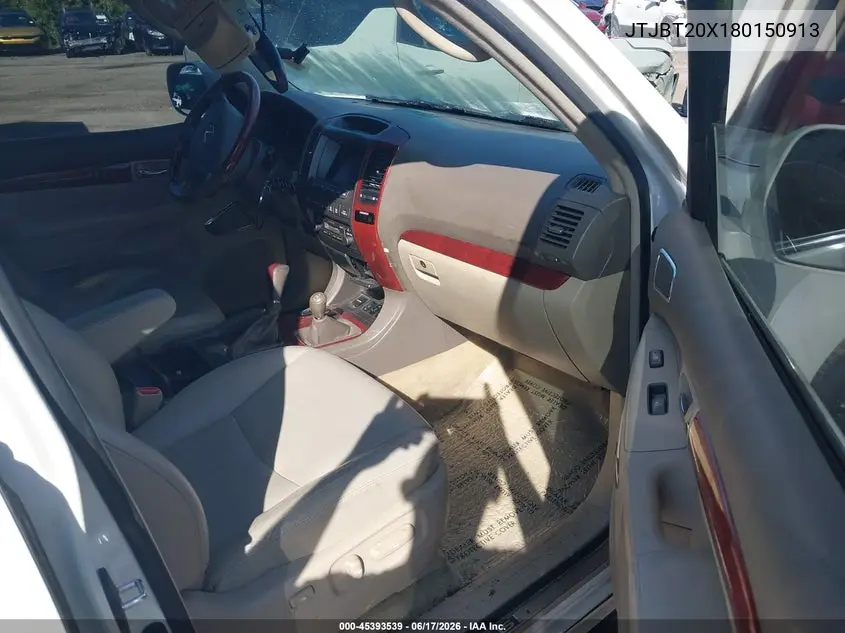 2008 Lexus Gx 470 VIN: JTJBT20X180150913 Lot: 45393539