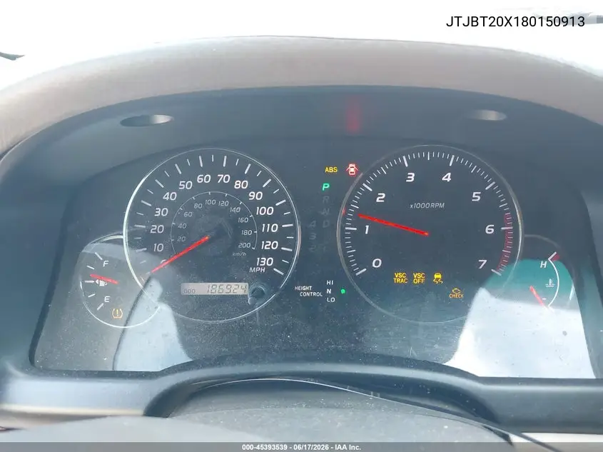 2008 Lexus Gx 470 VIN: JTJBT20X180150913 Lot: 45393539