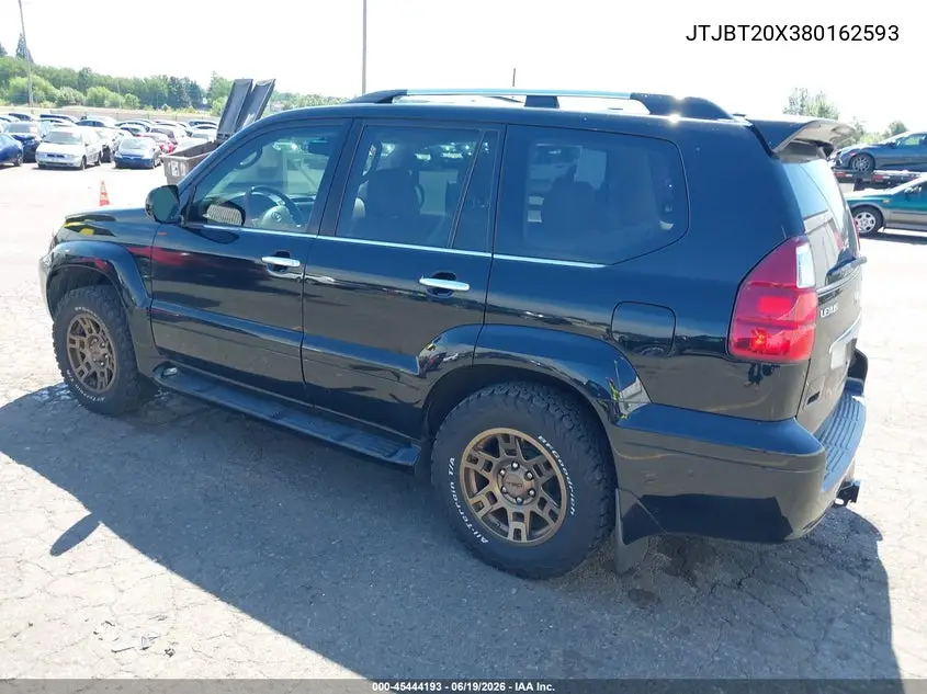 2008 Lexus Gx 470 VIN: JTJBT20X380162593 Lot: 45444193