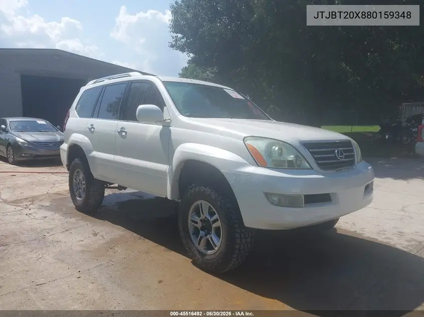 2008 Lexus Gx 470 VIN: JTJBT20X880159348 Lot: 45516492