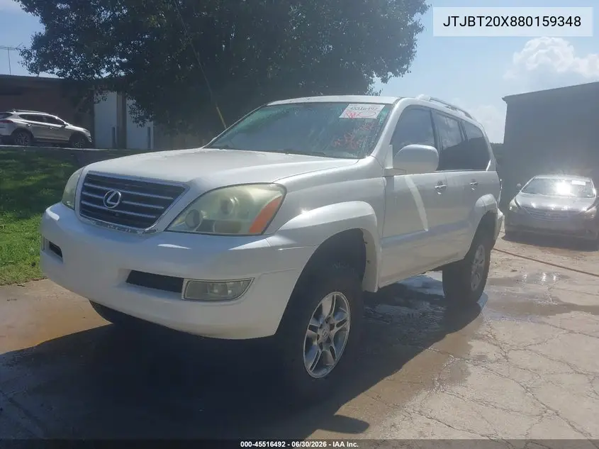 2008 Lexus Gx 470 VIN: JTJBT20X880159348 Lot: 45516492