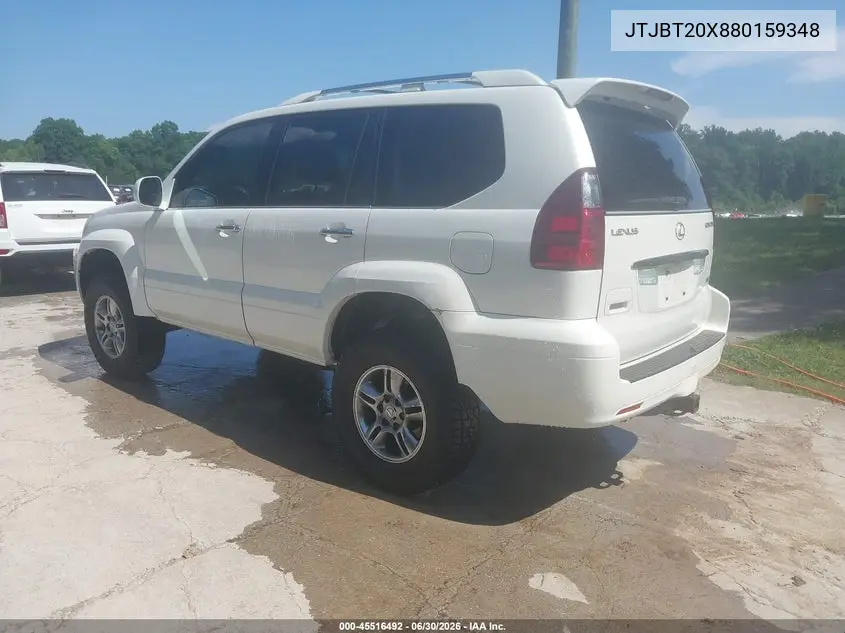 2008 Lexus Gx 470 VIN: JTJBT20X880159348 Lot: 45516492