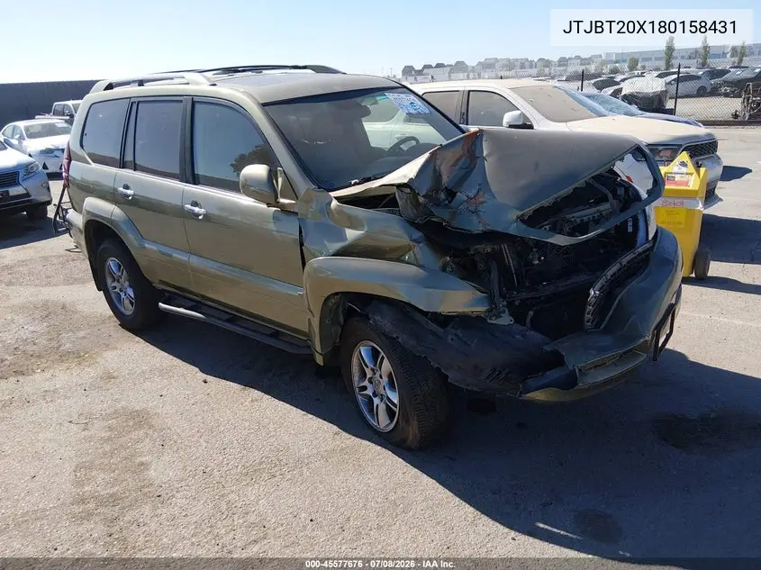 2008 Lexus Gx 470 VIN: JTJBT20X180158431 Lot: 45577676