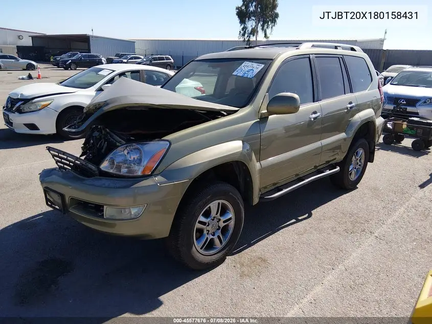 2008 Lexus Gx 470 VIN: JTJBT20X180158431 Lot: 45577676