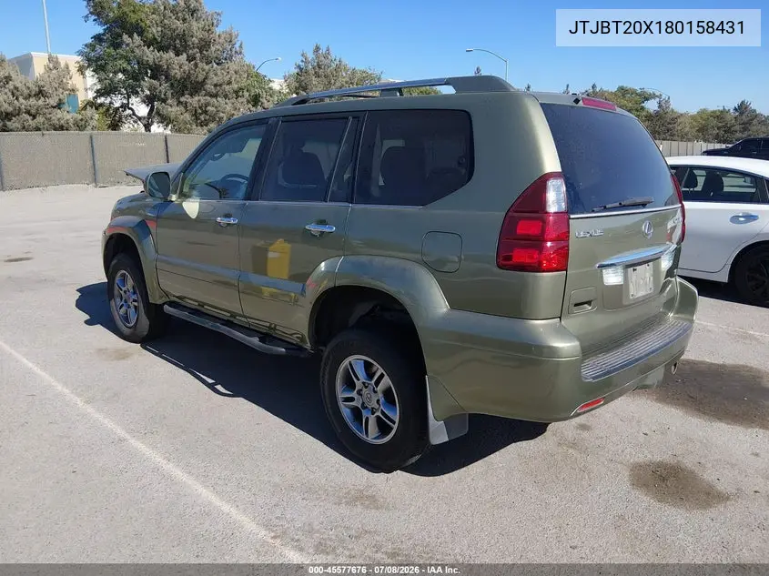 2008 Lexus Gx 470 VIN: JTJBT20X180158431 Lot: 45577676