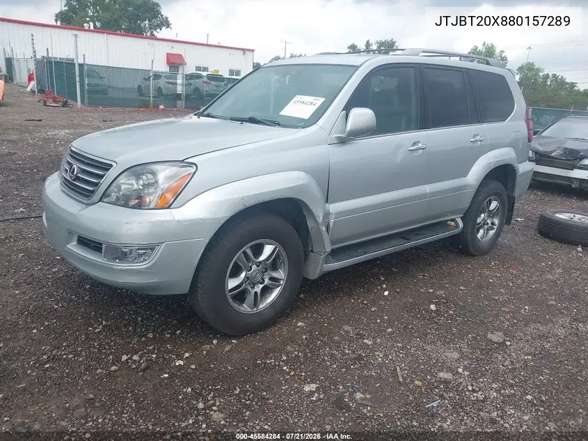2008 Lexus Gx 470 VIN: JTJBT20X880157289 Lot: 45584284