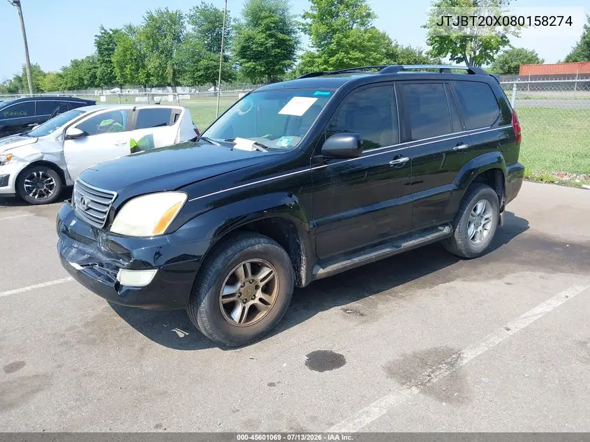 2008 Lexus Gx 470 VIN: JTJBT20X080158274 Lot: 45601069