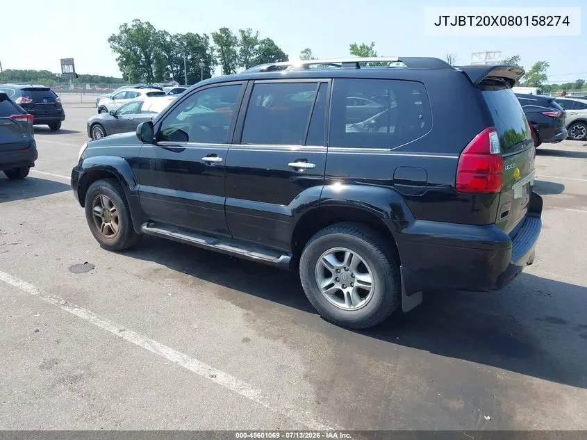 2008 Lexus Gx 470 VIN: JTJBT20X080158274 Lot: 45601069