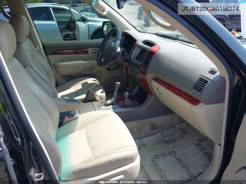 2008 Lexus Gx 470 VIN: JTJBT20X080158274 Lot: 45601069
