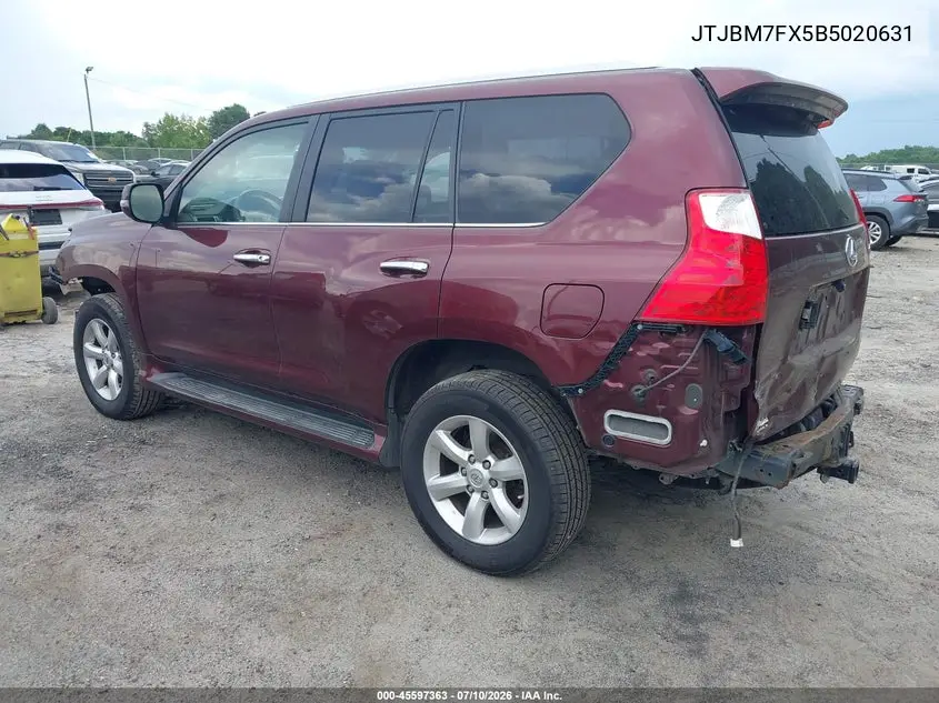 2011 Lexus Gx 460 VIN: JTJBM7FX5B5020631 Lot: 45597363