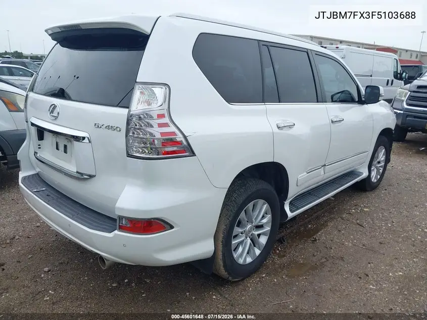 2015 Lexus Gx 460 VIN: JTJBM7FX3F5103688 Lot: 45601648