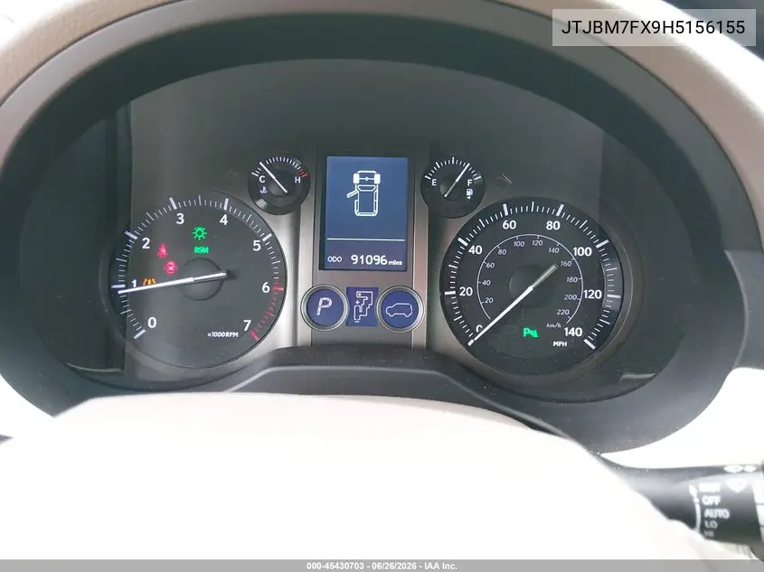 2017 Lexus Gx 460 VIN: JTJBM7FX9H5156155 Lot: 45430703