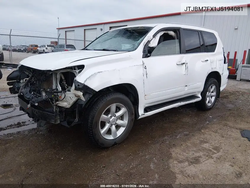 2018 Lexus Gx 460 VIN: JTJBM7FX1J5194081 Lot: 45516233