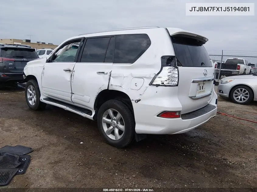 2018 Lexus Gx 460 VIN: JTJBM7FX1J5194081 Lot: 45516233