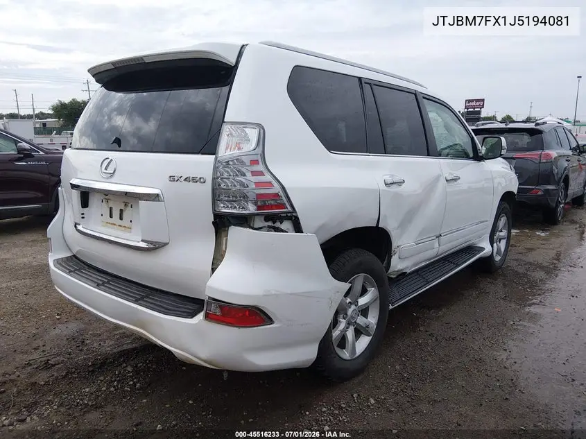 2018 Lexus Gx 460 VIN: JTJBM7FX1J5194081 Lot: 45516233