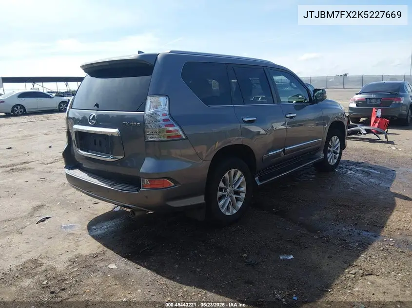 2019 Lexus Gx 460 Premium VIN: JTJBM7FX2K5227669 Lot: 45443221