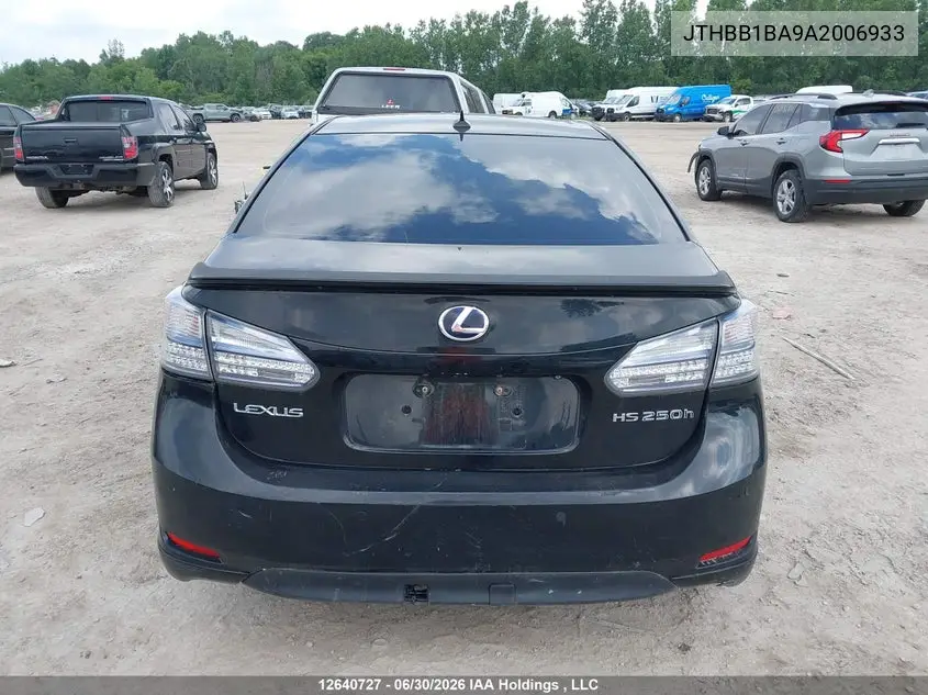 2010 Lexus Hs 250H Premium/Premium Luxury VIN: JTHBB1BA9A2006933 Lot: 12640727