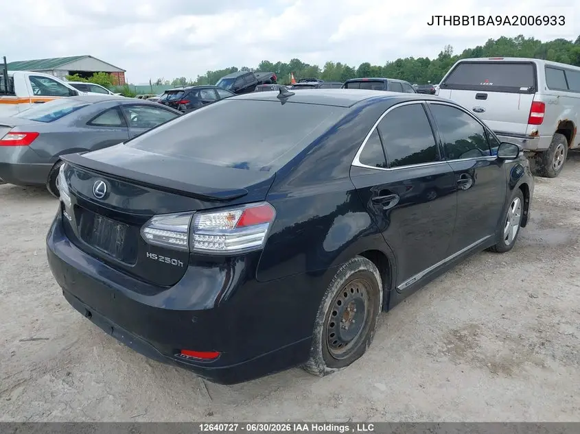 2010 Lexus Hs 250H Premium/Premium Luxury VIN: JTHBB1BA9A2006933 Lot: 12640727