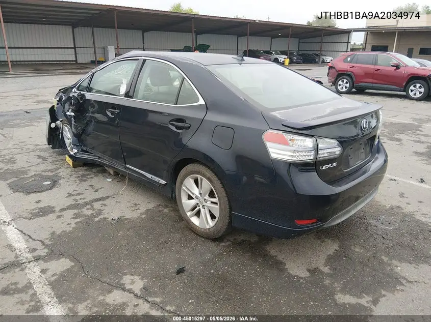 2010 Lexus Hs 250H VIN: JTHBB1BA9A2034974 Lot: 45015297