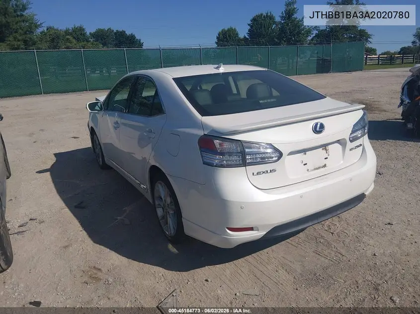 2010 Lexus Hs 250H Premium VIN: JTHBB1BA3A2020780 Lot: 45184773