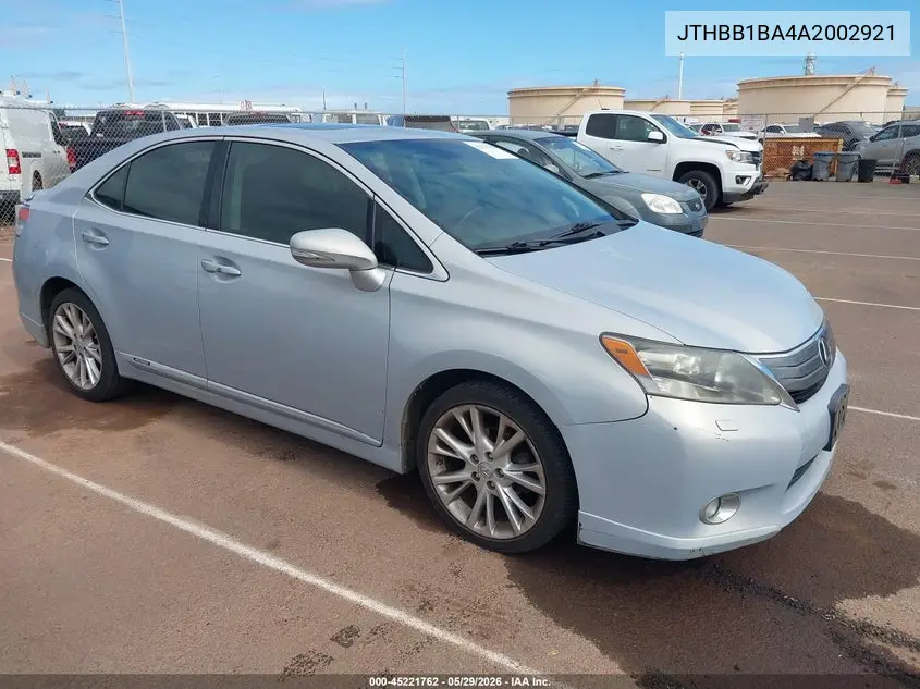 2010 Lexus Hs 250H Premium VIN: JTHBB1BA4A2002921 Lot: 45221762