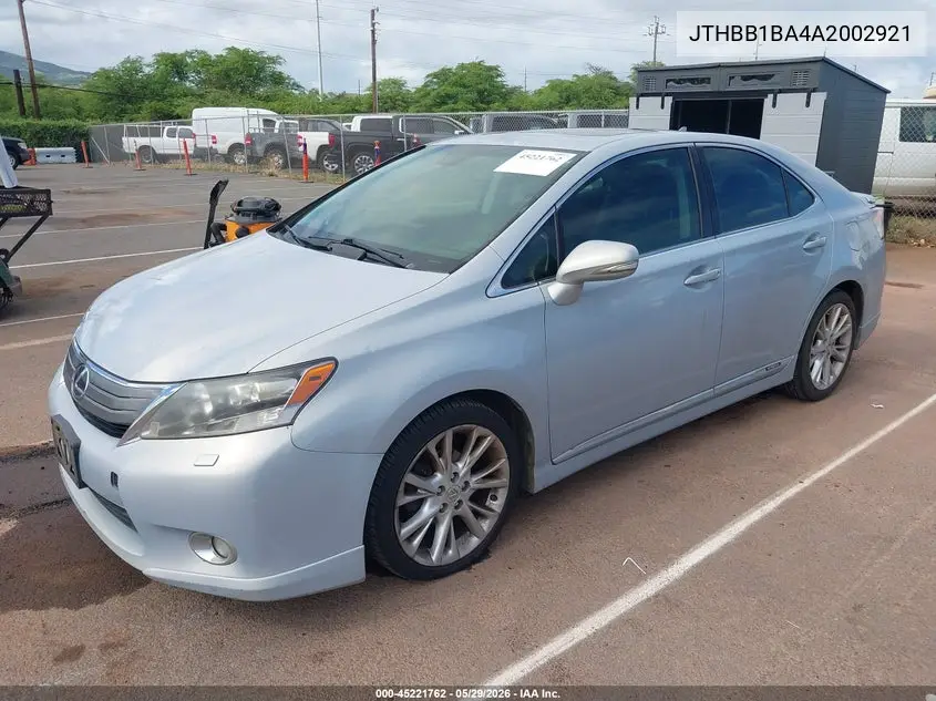 2010 Lexus Hs 250H Premium VIN: JTHBB1BA4A2002921 Lot: 45221762