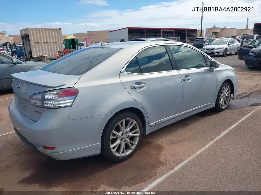 2010 Lexus Hs 250H Premium VIN: JTHBB1BA4A2002921 Lot: 45221762