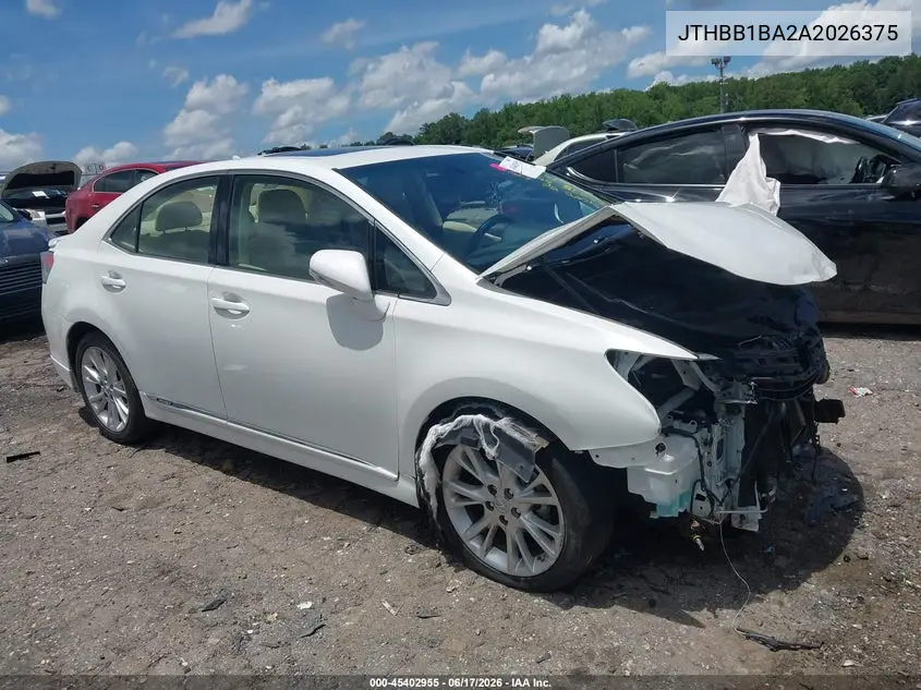 2010 Lexus Hs 250H Premium VIN: JTHBB1BA2A2026375 Lot: 45402955