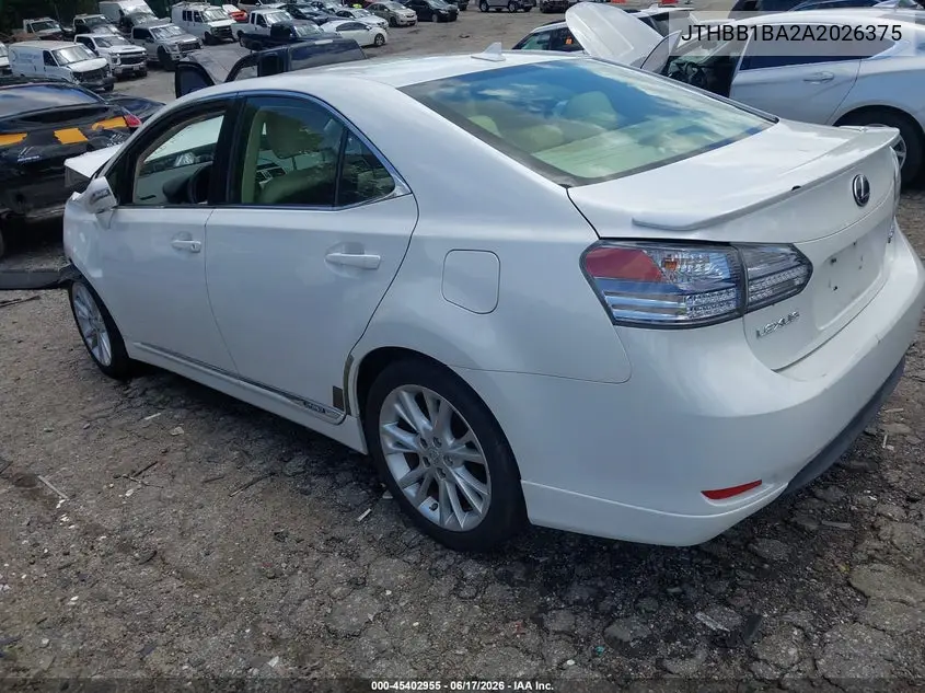 2010 Lexus Hs 250H Premium VIN: JTHBB1BA2A2026375 Lot: 45402955