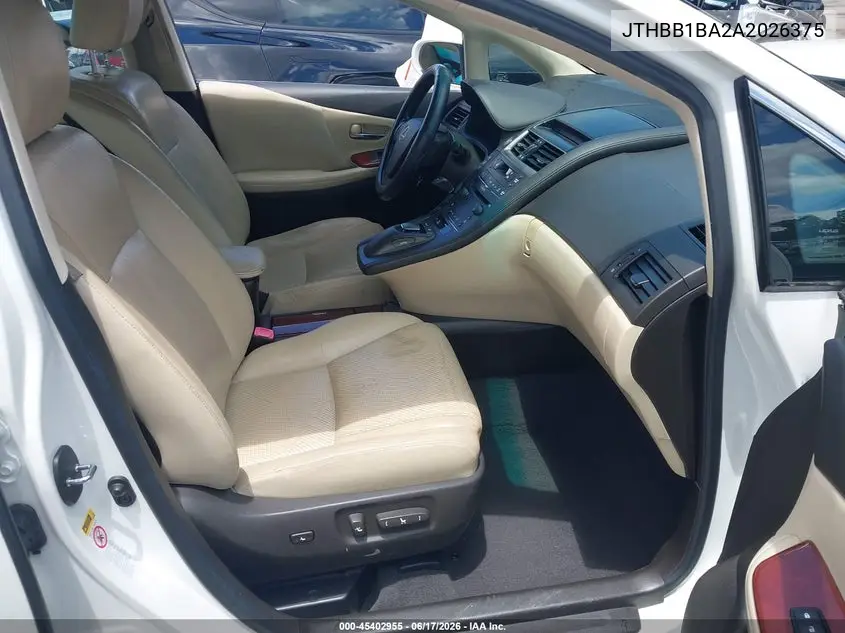 2010 Lexus Hs 250H Premium VIN: JTHBB1BA2A2026375 Lot: 45402955