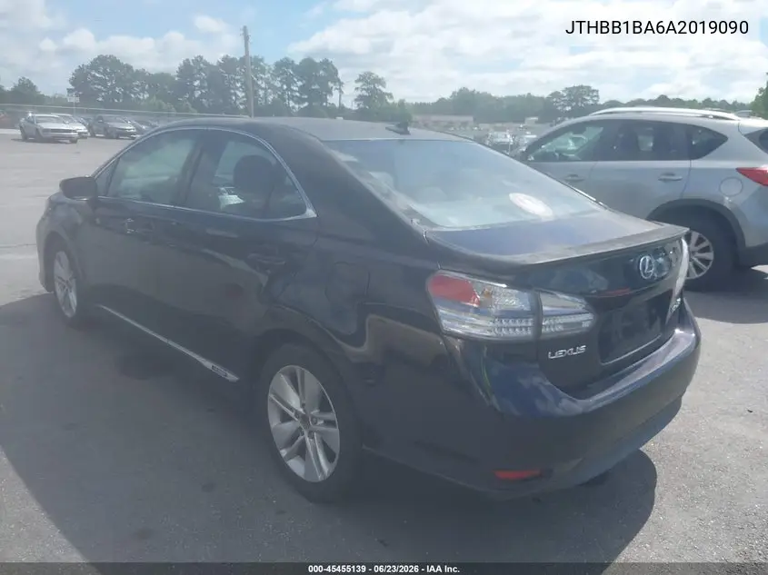 2010 Lexus Hs 250H VIN: JTHBB1BA6A2019090 Lot: 45455139