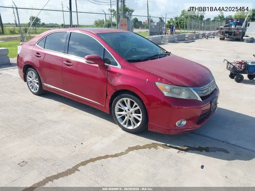 2010 Lexus Hs 250H Premium VIN: JTHBB1BA4A2025454 Lot: 45489018