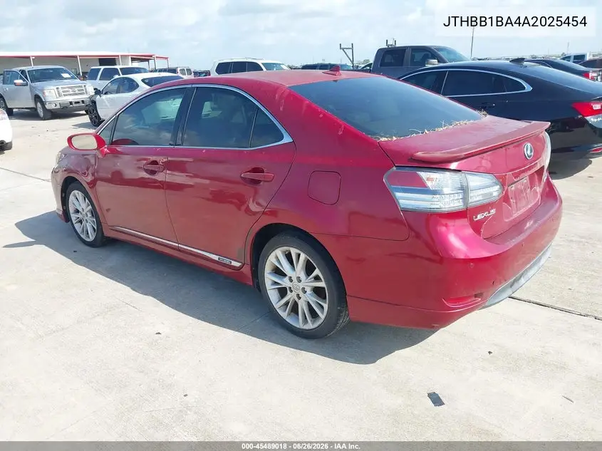 2010 Lexus Hs 250H Premium VIN: JTHBB1BA4A2025454 Lot: 45489018