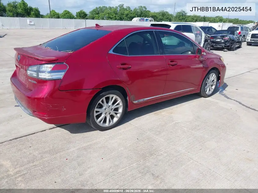 2010 Lexus Hs 250H Premium VIN: JTHBB1BA4A2025454 Lot: 45489018