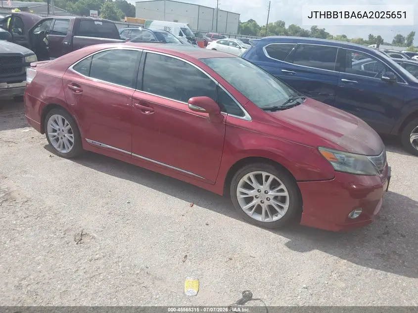 2010 Lexus Hs 250H Premium VIN: JTHBB1BA6A2025651 Lot: 45565315
