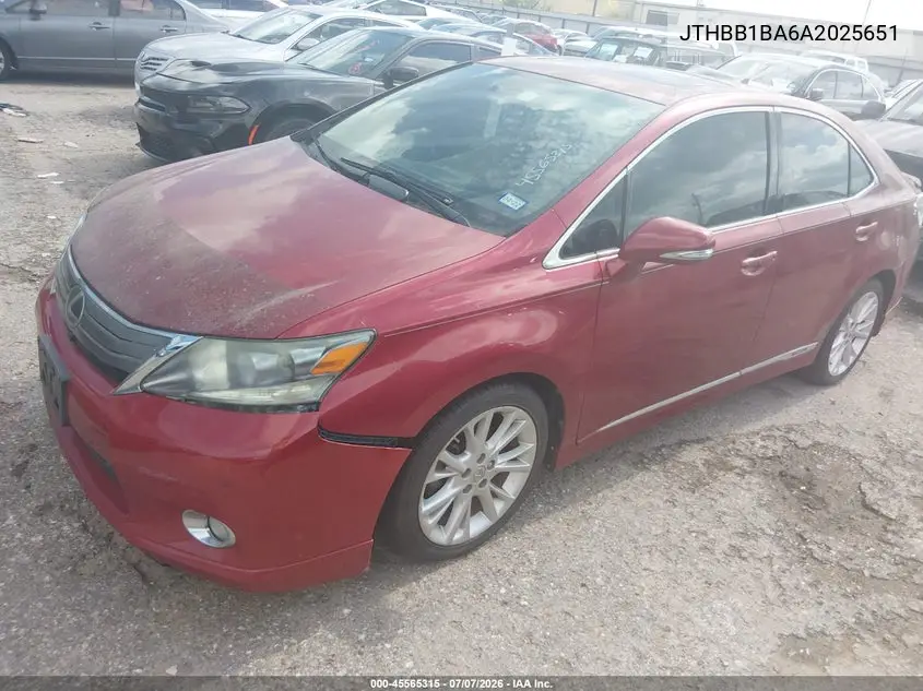 2010 Lexus Hs 250H Premium VIN: JTHBB1BA6A2025651 Lot: 45565315