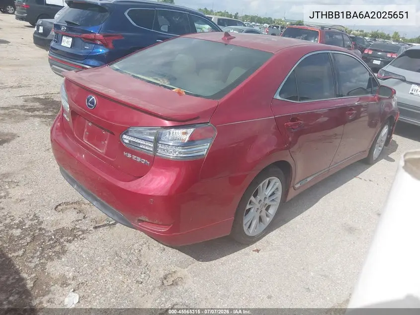 2010 Lexus Hs 250H Premium VIN: JTHBB1BA6A2025651 Lot: 45565315