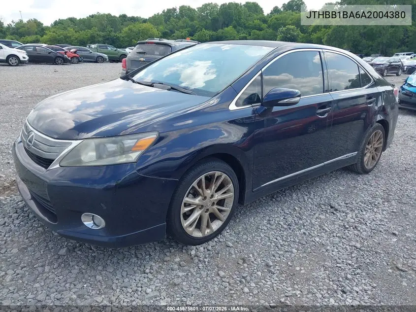 2010 Lexus Hs 250H VIN: JTHBB1BA6A2004380 Lot: 45575801