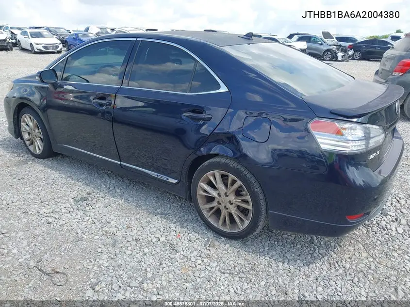 2010 Lexus Hs 250H VIN: JTHBB1BA6A2004380 Lot: 45575801