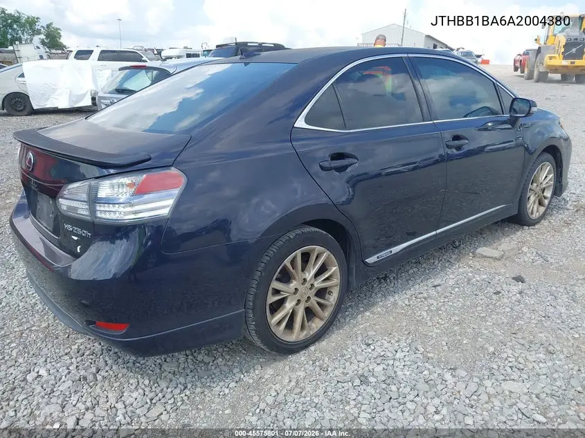 2010 Lexus Hs 250H VIN: JTHBB1BA6A2004380 Lot: 45575801